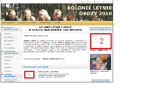 Tanie zielone szko�y - po�o�enie reklam w serwisie