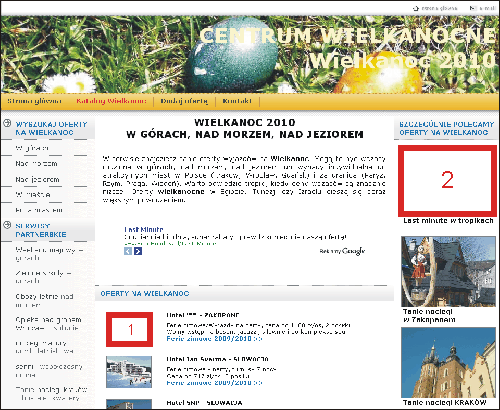 Tanie oferty na wielkanoc - położenie reklam w serwisie